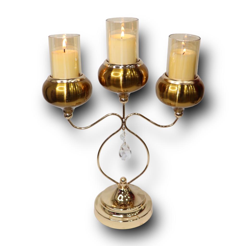 candelabro trio dorado